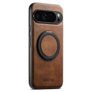 For Google Pixel 10 Pro Suteni G3 Suteni G3 Oil Wax 360 Rotation Holder MagSafe Back Phone Case(Brown)