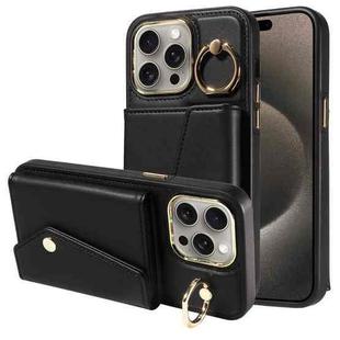 For iPhone 15 Pro Max Diagonal Crossbody Ring Organ Wallet Leather Back Phone Case(Black)