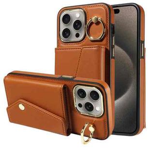 For iPhone 15 Pro Max Diagonal Crossbody Ring Organ Wallet Leather Back Phone Case(Brown)