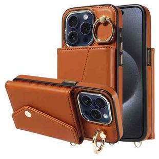 For iPhone 12 Pro Max Diagonal Crossbody Ring Organ Wallet Leather Back Phone Case(Brown)