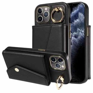 For iPhone 11 Pro Max Diagonal Crossbody Ring Organ Wallet Leather Back Phone Case(Black)