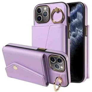 For iPhone 11 Pro Max Diagonal Crossbody Ring Organ Wallet Leather Back Phone Case(Purple)