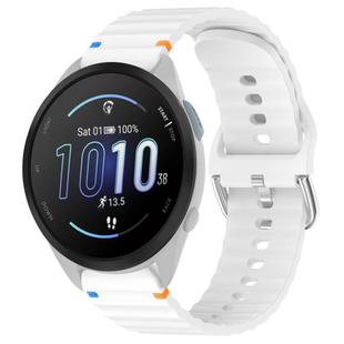 For Garmin Forerunner 165 Wavy Grain Stitched 20mm Silicone Watch Band(White)