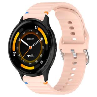 For Garmin Venu 3 Wavy Grain Stitched 22mm Silicone Watch Band(Pink)