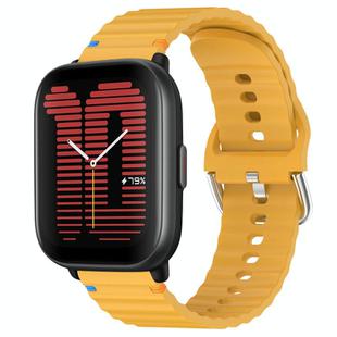 For Amazfit Active Wavy Grain Stitched 20mm Silicone Watch Band(Yellow)