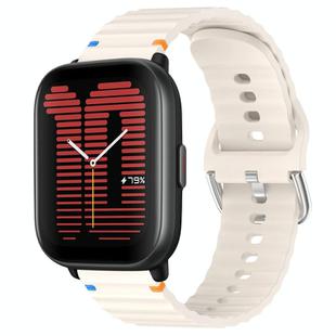 For Amazfit Active Wavy Grain Stitched 20mm Silicone Watch Band(Starlight)