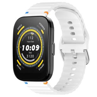 For Amazfit Bip 5 / GTR 4 Wavy Grain Stitched 22mm Silicone Watch Band(White)