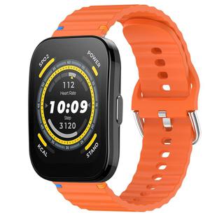 For Amazfit Bip 5 / GTR 4 Wavy Grain Stitched 22mm Silicone Watch Band(Orange)