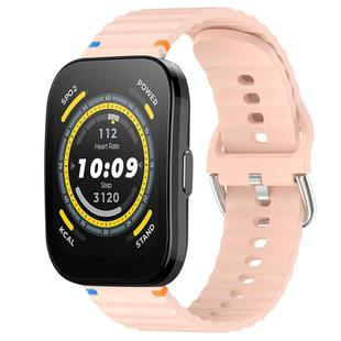 For Amazfit Bip 5 / GTR 4 Wavy Grain Stitched 22mm Silicone Watch Band(Pink)