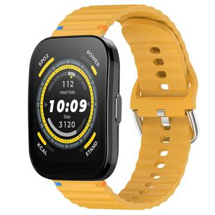 For Amazfit Bip 5 / GTR 4 Wavy Grain Stitched 22mm Silicone Watch Band(Yellow)