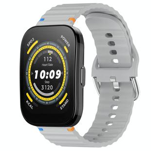 For Amazfit Bip 5 / GTR 4 Wavy Grain Stitched 22mm Silicone Watch Band(Gray)