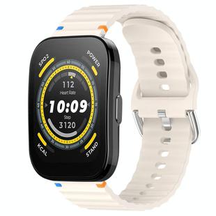For Amazfit Bip 5 / GTR 4 Wavy Grain Stitched 22mm Silicone Watch Band(Starlight)