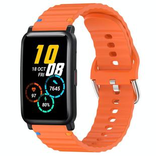 For Honor Watch ES / Magic Watch 2 42mm Wavy Grain Stitched 20mm Silicone Watch Band(Orange)