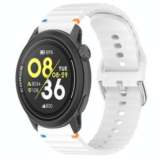 For COROS Pace 3 Wavy Grain Stitched 22mm Silicone Watch Band(White)