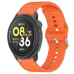 For COROS Pace 3 Wavy Grain Stitched 22mm Silicone Watch Band(Orange)