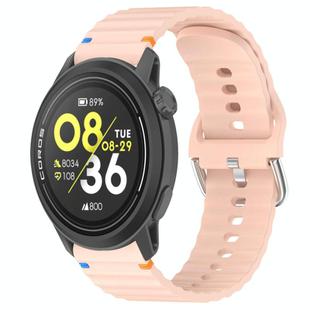 For COROS Pace 3 Wavy Grain Stitched 22mm Silicone Watch Band(Pink)