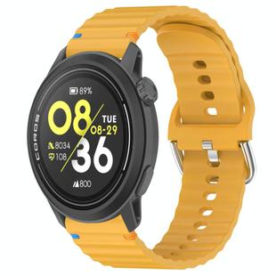 For COROS Pace 3 Wavy Grain Stitched 22mm Silicone Watch Band(Yellow)