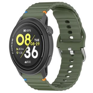 For COROS Pace 3 Wavy Grain Stitched 22mm Silicone Watch Band(Army Green)