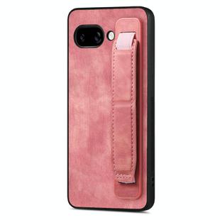 For Google Pixel 9a Retro Wristband Holder Leather Back Phone Case(Pink)