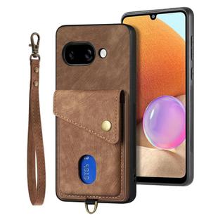 For Google Pixel 9a Retro Card Wallet Fold Leather Phone Case with Strap(Brown)