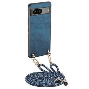 For Google Pixel 9 Pro XL Vintage Leather PC Back Cover Phone Case with Crossbody Strap(Blue)
