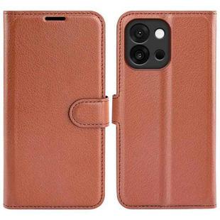 For OnePlus 13T Litchi Texture Horizontal Flip Leather Phone Case with Holder(Brown)