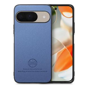 For Google Pixel 9 / 9 Pro Twill Fabric Leather Skin Back Phone Case(Blue)