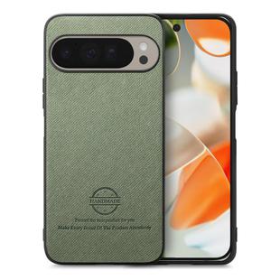 For Google Pixel 9 Pro XL Twill Fabric Leather Skin Back Phone Case(Green)
