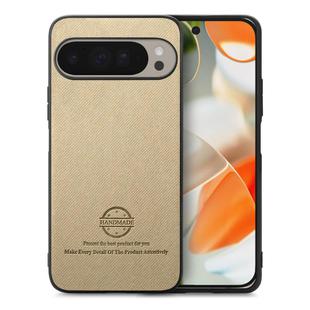 For Google Pixel 9 Pro XL Twill Fabric Leather Skin Back Phone Case(Khaki)
