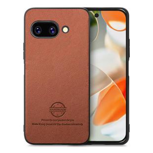 For Google Pixel 9a Twill Fabric Leather Skin Back Phone Case(Brown)