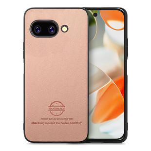 For Google Pixel 9a Twill Fabric Leather Skin Back Phone Case(Pink)