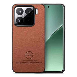 For Xiaomi 15 Twill Fabric Leather Skin Back Phone Case(Brown)