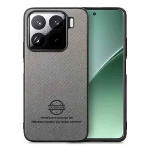 For Xiaomi 15 Twill Fabric Leather Skin Back Phone Case(Gray)