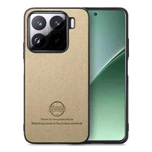 For Xiaomi 15 Twill Fabric Leather Skin Back Phone Case(Khaki)