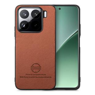 For Xiaomi 15 Pro Twill Fabric Leather Skin Back Phone Case(Brown)
