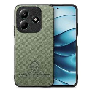 For Redmi Note 14 5G Twill Fabric Leather Skin Back Phone Case(Green)