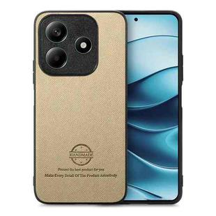 For Redmi Note 14 5G Twill Fabric Leather Skin Back Phone Case(Khaki)