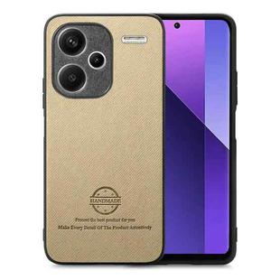 For Redmi Note 13 Pro+ Twill Fabric Leather Skin Back Phone Case(Khaki)