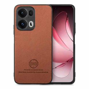 For OPPO Reno13  Global Twill Fabric Leather Skin Back Phone Case(Brown)