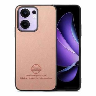 For OPPO Reno13 F Twill Fabric Leather Skin Back Phone Case(Pink)