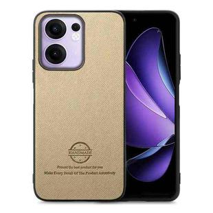 For OPPO Reno13 F Twill Fabric Leather Skin Back Phone Case(Khaki)