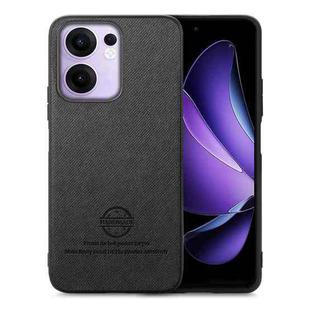 For OPPO Reno13 F Twill Fabric Leather Skin Back Phone Case(Black)