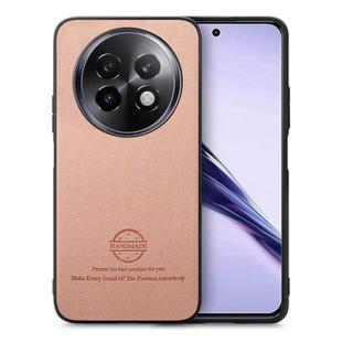 For Realme 13 Pro 5G Twill Fabric Leather Skin Back Phone Case(Pink)