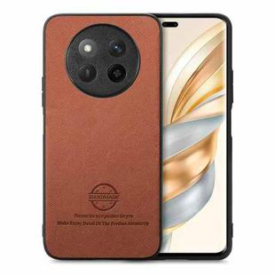 For Honor X60 Pro Twill Fabric Leather Skin Back Phone Case(Brown)