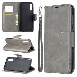 Retro Lambskin Texture Pure Color Horizontal Flip PU Leather Case for Galaxy A50, with Holder & Card Slots & Wallet & Lanyard(Grey)
