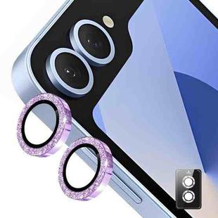 For Samsung Galaxy Z Flip6 ENKAY Hat-Prince 9H Rear Camera Lens Glitter Aluminium Alloy Tempered Glass Film(Purple)