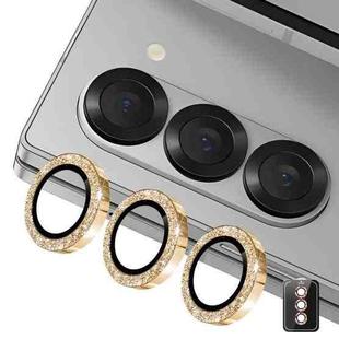 For Samsung Galaxy Z Fold5 ENKAY Hat-Prince 9H Rear Camera Lens Glitter Aluminium Alloy Tempered Glass Film(Golden)
