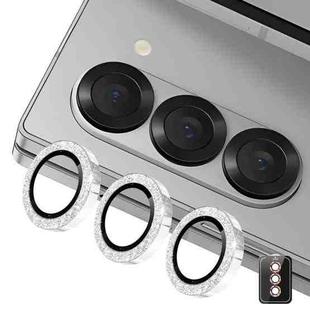 For Samsung Galaxy Z Fold5 ENKAY Hat-Prince 9H Rear Camera Lens Glitter Aluminium Alloy Tempered Glass Film(Silver)
