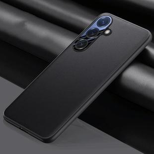 For Samsung Galaxy S25+ 5G Plain-leather All-inclusive Shockproof Phone Case(Black)