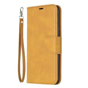 Retro Lambskin Texture Pure Color Horizontal Flip PU Leather Case for Galaxy A7, with Holder & Card Slots & Wallet & Lanyard(Yellow)